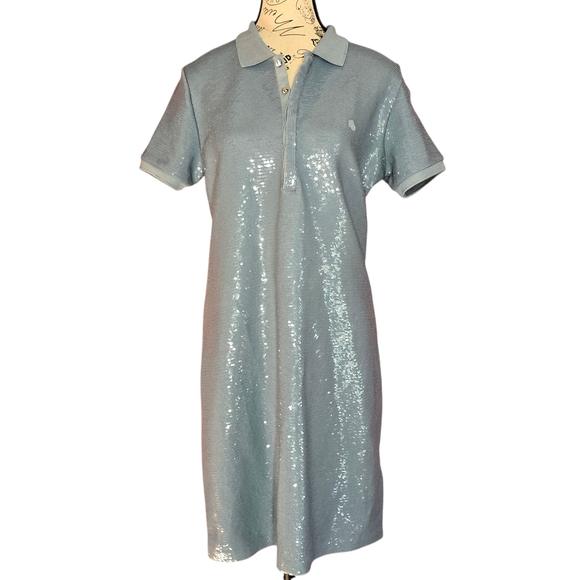 Ralph Lauren Shimmering Sequins Blue Polo Dress RARE M - Picture 1 of 15